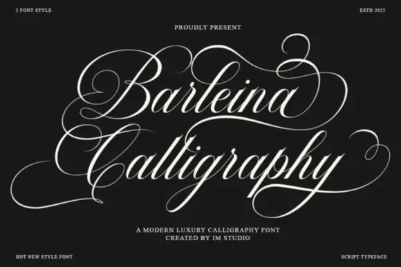 Barleina Calligraphy Font | Elegant Feminine Handwritten Script Typeface for Wedding Invitations, Luxury Branding, Product Labels & Editorial Designs