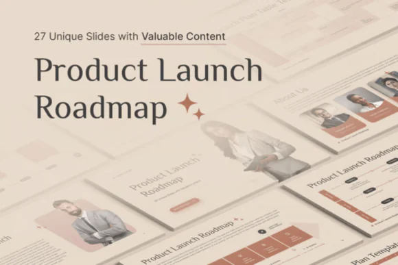 Product Launch Roadmap PowerPoint Template – 27 Editable Business Strategy Slides, Product Launch Timeline, Marketing Plan, KPI Charts, Launch Checklist, Pricing Tables & Modern Presentation Deck