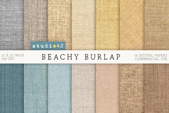 Beach Burlap Texture Backgrounds Bundle – 14 High-Resolution Rustic Linen Digital Papers, Natural Coastal Fabric Textures, Vintage Burlap Background Pack for Scrapbooking, Junk Journals, Invitations &
