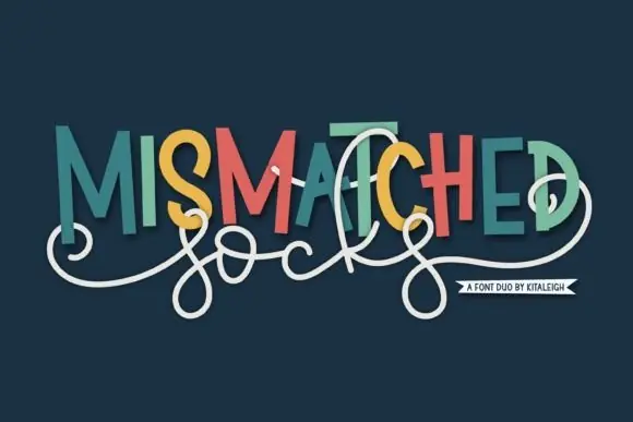 Mismatched Socks Font Duo – Quirky Playful Uppercase & Script Typeface with Alternates and Swashes for Crafting, Branding, Invitations, Stickers, Quotes & Whimsical Creative Designs