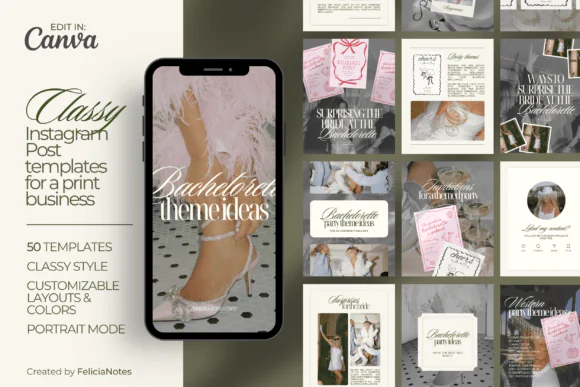 Classy Modern Instagram Post Templates | 50 Editable Canva Social Media Templates for Brands, Influencers, Coaches, Bloggers, Small Businesses & Content Creators