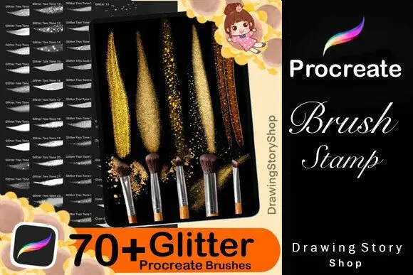 70+ Procreate Glitter Brushes Bundle for iPad | Sparkle & Shimmer Brush Set | Glitter Lettering, 3D Sparkle & Digital Art Brushes for Procreate Artists