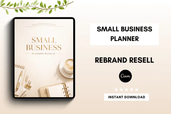 Luxury Small Business Planner Bundle – Editable Canva Business Planner, Beige & Gold Entrepreneur Planner, Printable Business Organizer, Income Tracker, Order Tracker & Marketing Planner