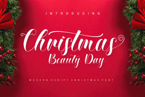 Christmas Beauty Day Handwritten Font | Delicate Elegant Typeface for Christmas Cards, Wedding Invitations, Logos, Greeting Cards, Stationery, Quotes & Holiday Designs