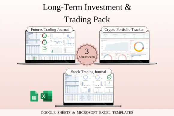 Long-Term Investment & Trading Logs Bundle – Excel & Google Sheets Crypto Portfolio Tracker, Stocks Trading Journal, Futures Trade Log, Profit & Loss Dashboard, Risk Management Tracker & Investment Pe