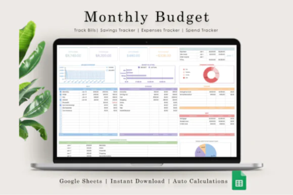 Monthly Budget Google Sheets Template – Personal Finance Tracker, Monthly Budget Dashboard, Income Expense Organizer, Transaction Tracker, Spending Categories, Charts & Graphs Money Management Spreads