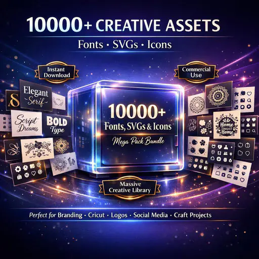 10000+ Fonts SVGs & Icons Bundle Mega Pack | Commercial Use Design Resources | Cricut SVG Bundle | Logo Fonts | Graphic Elements