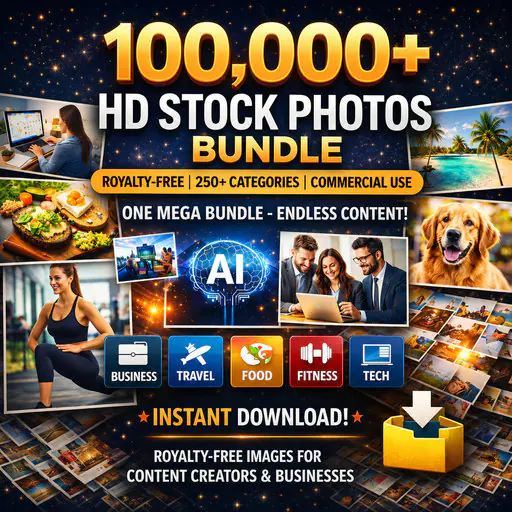 100,000+ HD Stock Photos Bundle (Royalty-Free) | 250+ Categories | Commercial Use | Content Creator & Business Pack