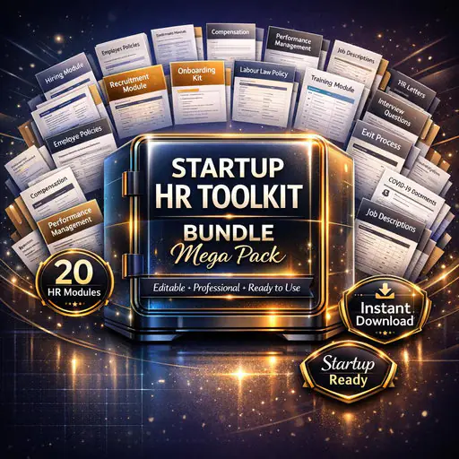 Startup HR Toolkit Bundle Mega Pack | Hiring, Onboarding, Policies, Recruitment, Compliance, Training & HR Templates